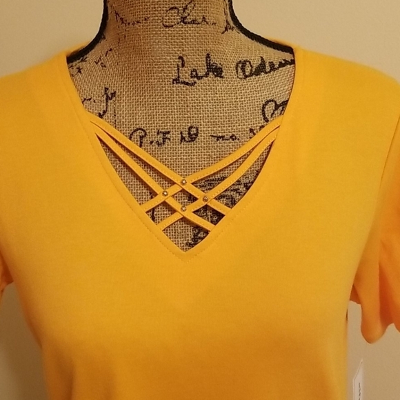 Alfred Dunner  Merigold Orange Tee with strappy detail size PS - Picture 2 of 4